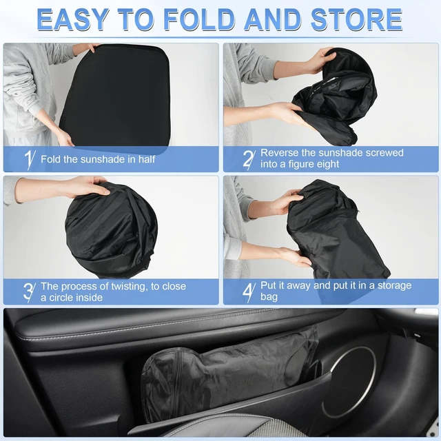 Alt view image 4 of 6 - SINGARO 300T Universal Car Windshield Sun Shade, Foldable Reflective Overlapping Design, Car Interior Accessories, 58"L x 32"W