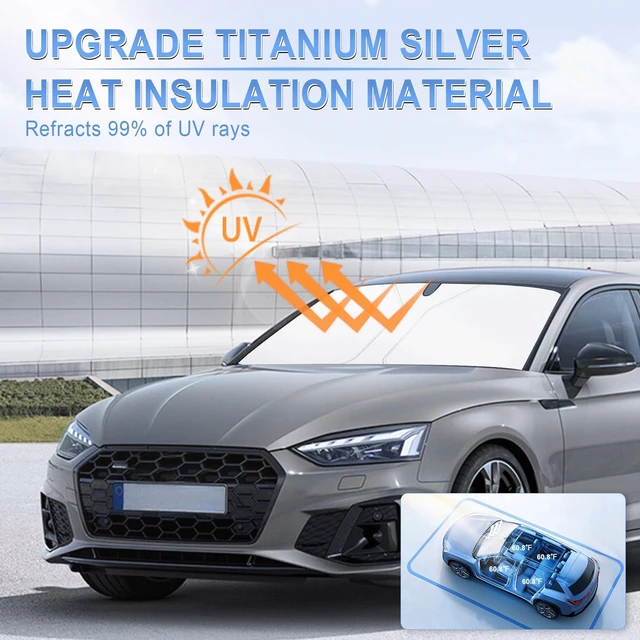 Alt view image 3 of 6 - SINGARO 300T Universal Car Windshield Sun Shade, Foldable Reflective Overlapping Design, Car Interior Accessories, 58"L x 32"W