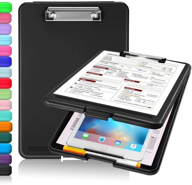 Main image of Sooez Plastic Clipboard with Storage, 8.5x11, Black