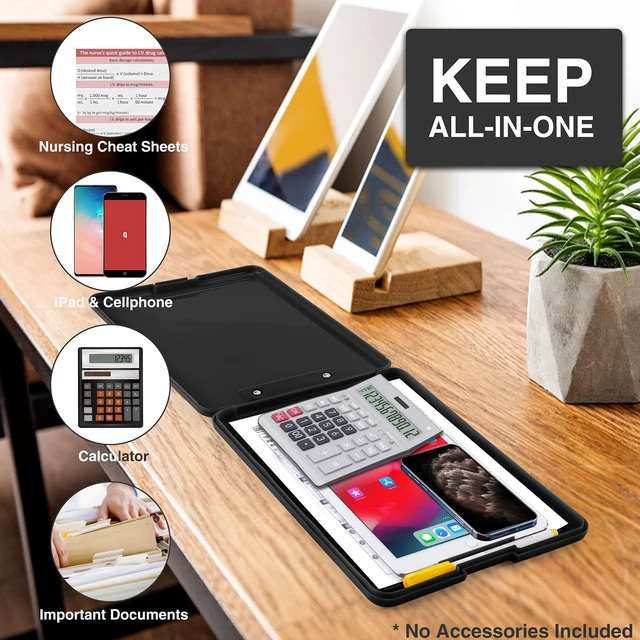 Alt view image 4 of 6 - Sooez Plastic Clipboard with Storage, 8.5x11, Black