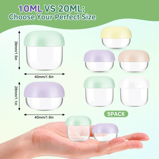 Alt view image 6 of 7 - MUIIGOOD 5Pcs 20ml 10ml Mini Leak Proof Travel Jars with Lids and Labels for Creams, Lip Balm, Moisturizer, Toiletries, Jewelry Case Plastic Jar