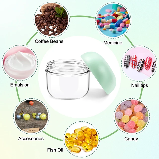 Alt view image 2 of 7 - MUIIGOOD 5Pcs 20ml 10ml Mini Leak Proof Travel Jars with Lids and Labels for Creams, Lip Balm, Moisturizer, Toiletries, Jewelry Case Plastic Jar