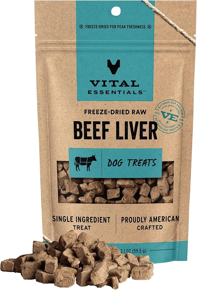 Alt view image 2 of 6 - Vital Essentials Freeze Dried Dog Treats, Beef Liver, 2.1 oz Bag