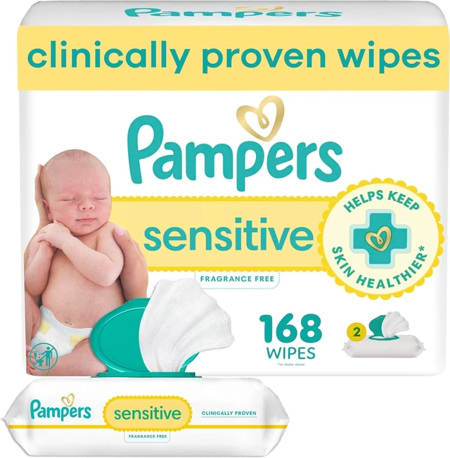 Main image of Pampers Baby Wipes Sensitive Perfume Free 2X Pop-Top Packs 168 Count