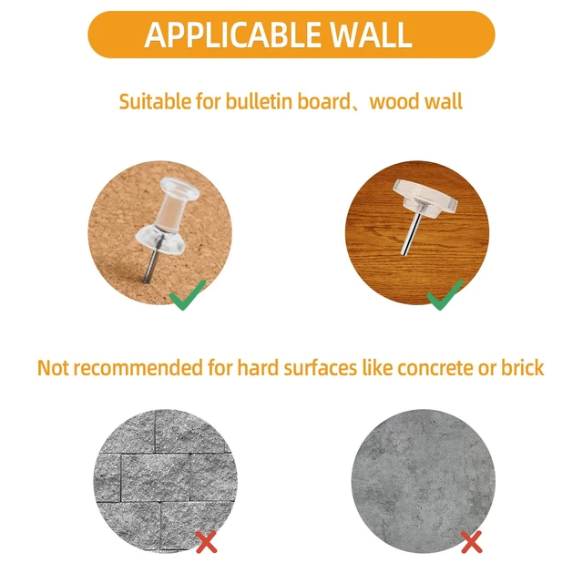 Alt view image 5 of 7 - 100-Pack Heavy-Duty Tacks and Push Pins Clear Flat-Head Thumbtacks with Storage Box for Office, Home, Classroom & Cork Boards