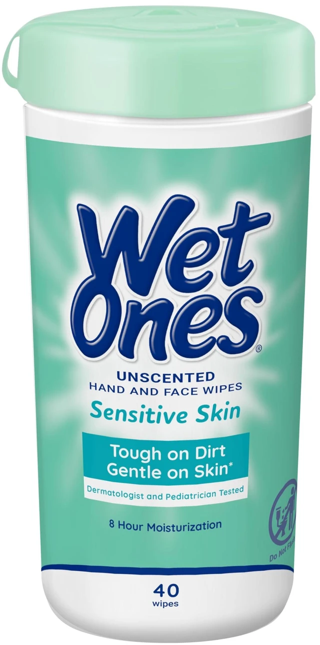 Main image of Wet Ones Hand Wipes, Sensitive Skin, Unscented, 40 ct Canister (1 Pack)