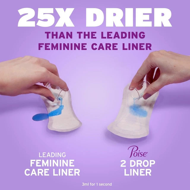 Alt view image 4 of 6 - Poise Daily Liners, Incontinence Panty Liners for Bladder Leaks, 2 Drop Very Light Absorbency, Regular Length, 30 Count of Pantiliners, Packaging May Vary