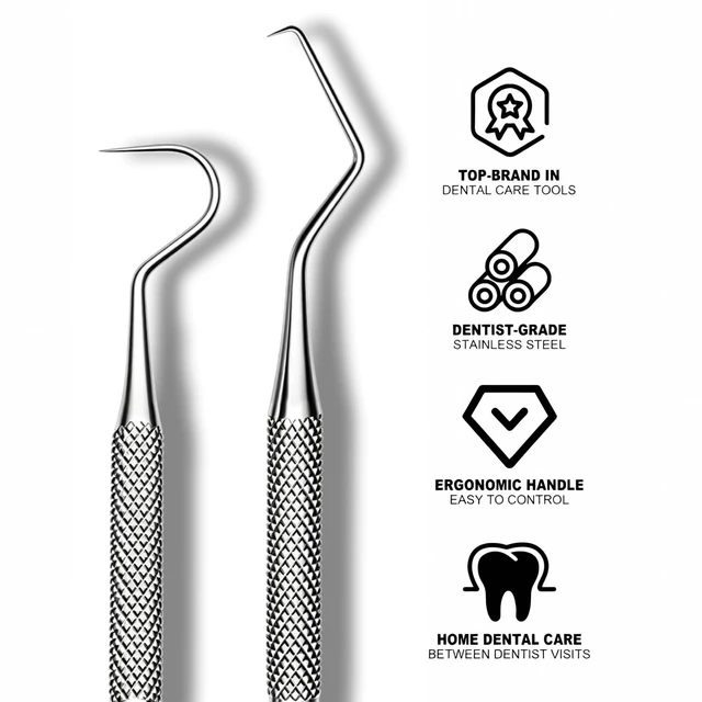 Alt view image 4 of 7 - G.CATACC Metal Dental Pick Tooth Scraper Plaque Tartar Remover Tool