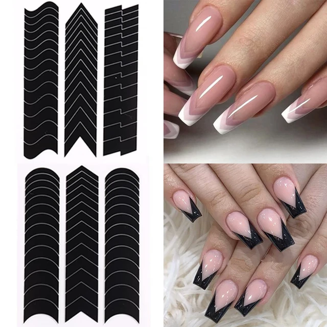 Alt view image 5 of 6 - Fcozpjk French Tip Nail Stickers 6 Sheets French Tips Guides Tool