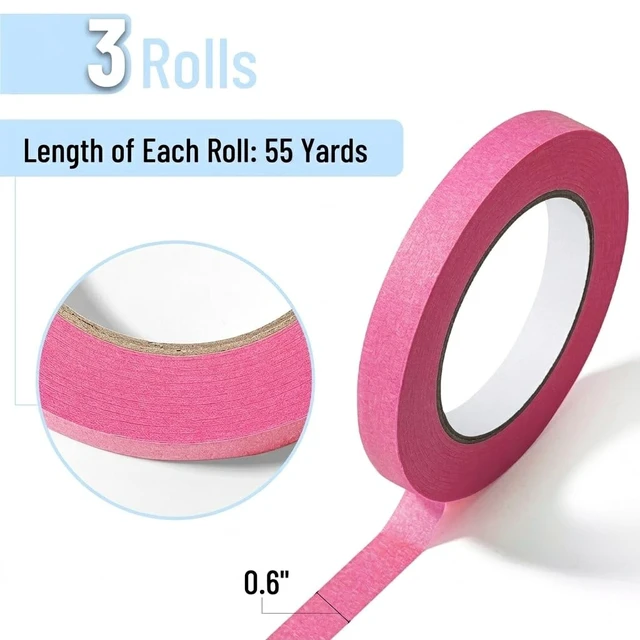 Alt view image 2 of 7 - Mr. Pen- Pink Masking Tape, 0.6 Inch Wide, 3 Rolls, 3 x 55 Yards, Pink