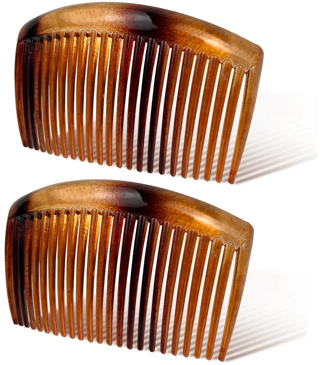 Main image of 2-Piece Tortoiseshell Curved Side Comb Set, 3.23 Inch Strong Hold Comb for All Hair Type, Ideal for Bun and Chignon Styling, Elegant Hair Accessories for Women