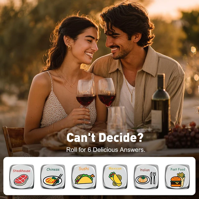 Alt view image 3 of 7 - Stocking Stuffers for Men Women - 0.6" Tiny Date Night Food Decision Dice