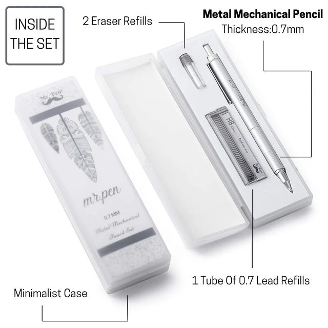 Alt view image 2 of 7 - Mr. Pen - 0.7mm Mechanical Pencil with Case, Metal Drawing Pencils