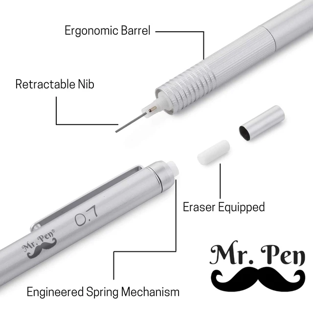 Alt view image 3 of 7 - Mr. Pen - 0.7mm Mechanical Pencil with Case, Metal Drawing Pencils