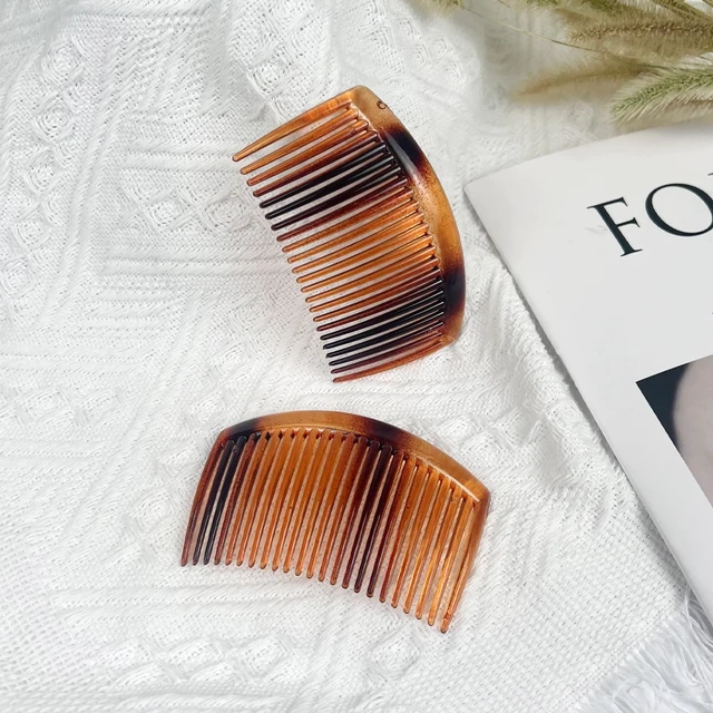 Alt view image 7 of 7 - 2-Piece Tortoiseshell Curved Side Comb Set, 3.23 Inch Strong Hold Comb for All Hair Type, Ideal for Bun and Chignon Styling, Elegant Hair Accessories for Women