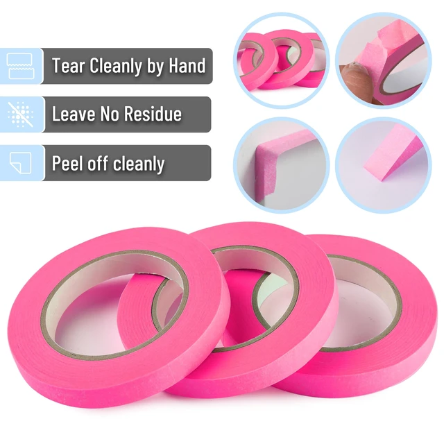 Alt view image 4 of 7 - Mr. Pen- Pink Masking Tape, 0.6 Inch Wide, 3 Rolls, 3 x 55 Yards, Pink