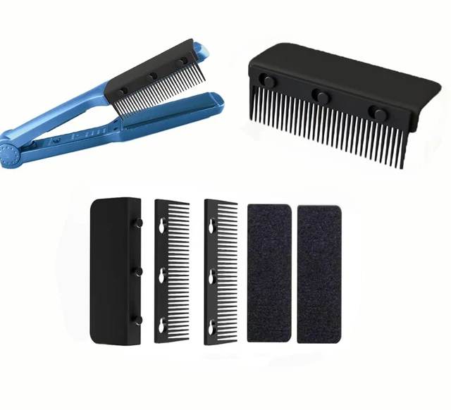 Main image of Flat Iron Attachment, Removable Hair Straightener, The Comb for Flat Iron for Black Hair, Professional or Home Use Compact Straightening Styling Tool (Black)