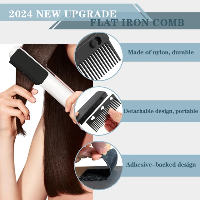 Alt view image 2 of 7 - Flat Iron Attachment, Removable Hair Straightener, The Comb for Flat Iron for Black Hair, Professional or Home Use Compact Straightening Styling Tool (Black)