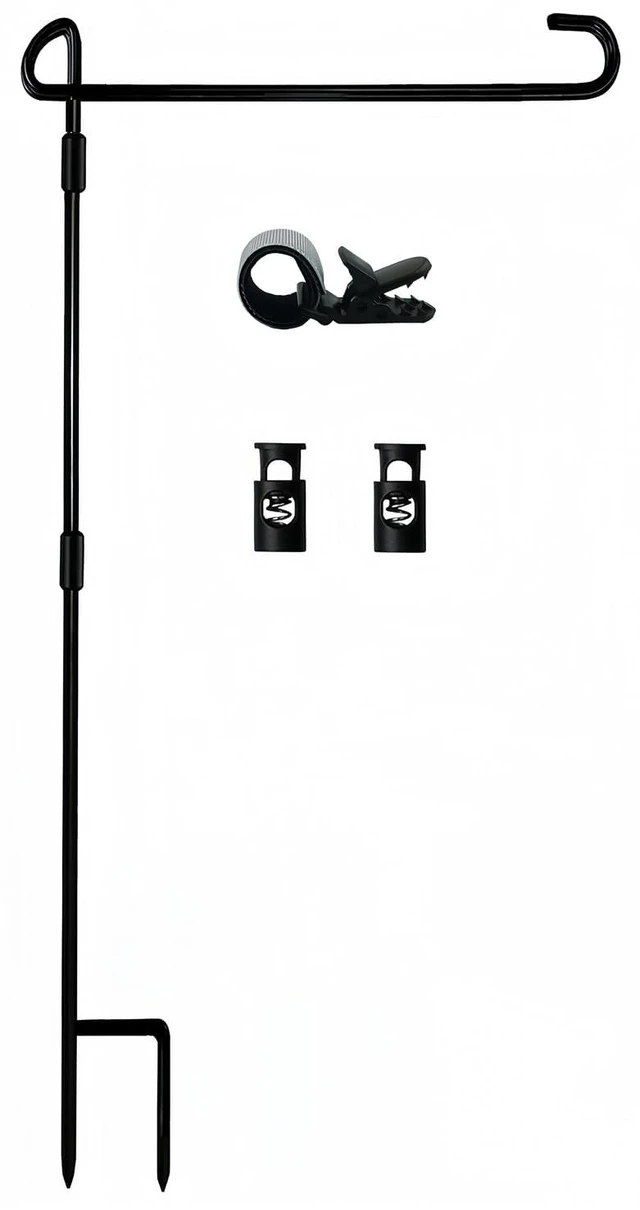Main image of Garden Flag Stand Premium Garden Flag Pole Holder for All Seasons Yard Flags Metal Powder-Coated Weather-Proof Paint with 2 Stoppers and 1 Anti-Wind Clips
