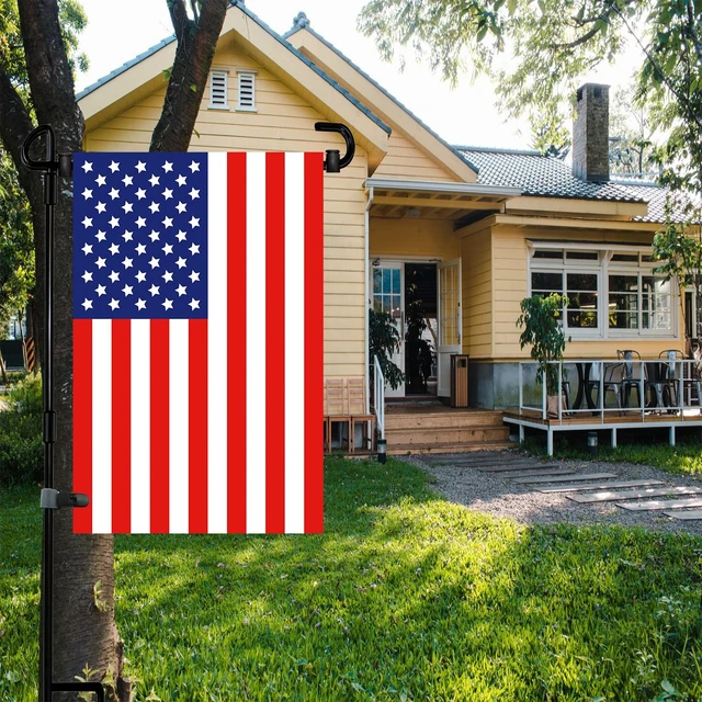 Alt view image 2 of 7 - Garden Flag Stand Premium Garden Flag Pole Holder for All Seasons Yard Flags Metal Powder-Coated Weather-Proof Paint with 2 Stoppers and 1 Anti-Wind Clips