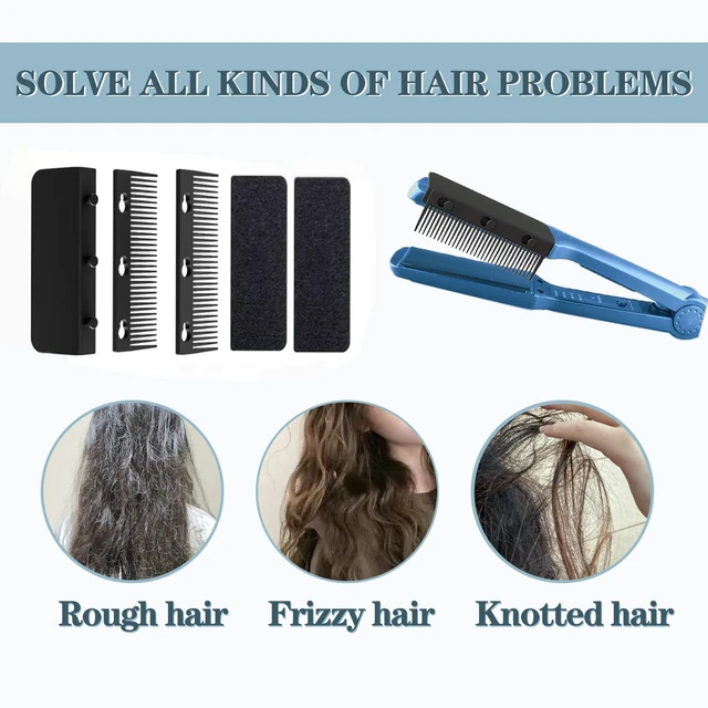Alt view image 6 of 7 - Flat Iron Attachment, Removable Hair Straightener, The Comb for Flat Iron for Black Hair, Professional or Home Use Compact Straightening Styling Tool (Black)