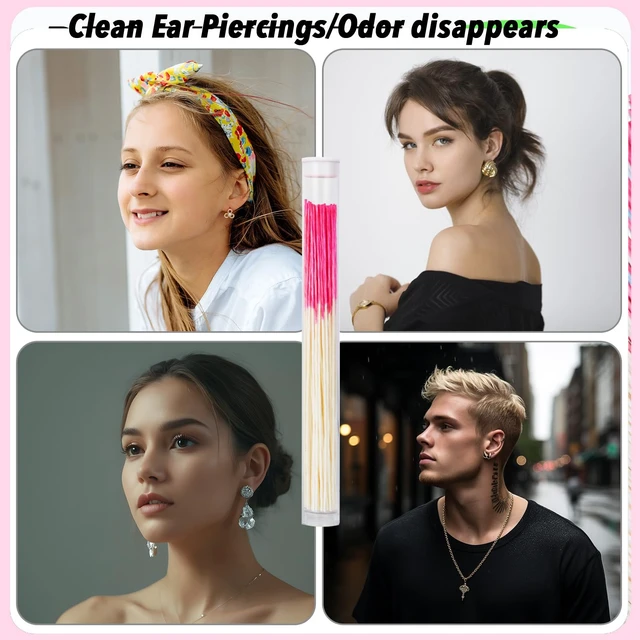 Alt view image 6 of 7 - opasyo Ear Hole Cleaner 300PCS Ear Piercing Cleaner Floss,5 Colors Earring Hole Cleaner for Girls Women Men,Disposable Piercing Cleaner Floss Ear Piercing Care Cleaning Tool (5colors)