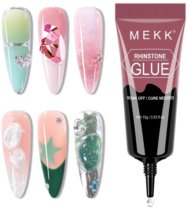 Main image of MEKK No Wipe Super Strong Rhinestone Glue for Nails, 15g Nail Charm Glue