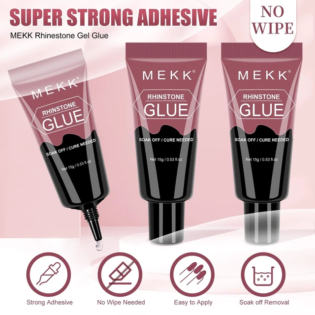 Alt view image 3 of 7 - MEKK No Wipe Super Strong Rhinestone Glue for Nails, 15g Nail Charm Glue
