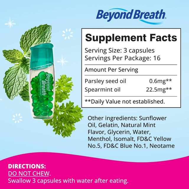 Alt view image 7 of 7 - Beyond Breath, Breath Freshening Capsules, Freshens from Source, 50 Count