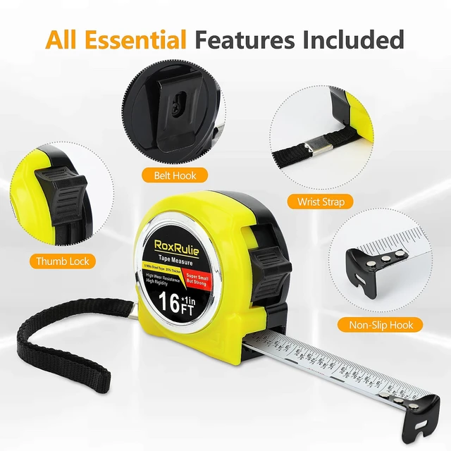 Alt view image 3 of 7 - Tape Measure with Fractions 1/8, Measuring Tape 16 FT, 1 Inch/25mm Wide Blade Measurement Tape, Easy Read, Small, Local Design with Fractional Read, Great for Around the House and Carpenter