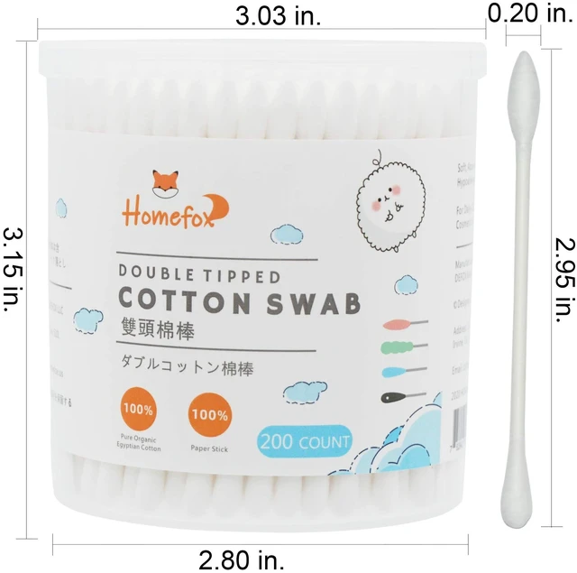 Alt view image 2 of 7 - Cotton Swabs Precision Pointed - 200 Count Pointy Organic Cotton Buds Double Side Tightly Wrapped Cotton Tips Paper Stick Soft Gentle Lint-Free Cruelty-Free, Pointy & Round (White)