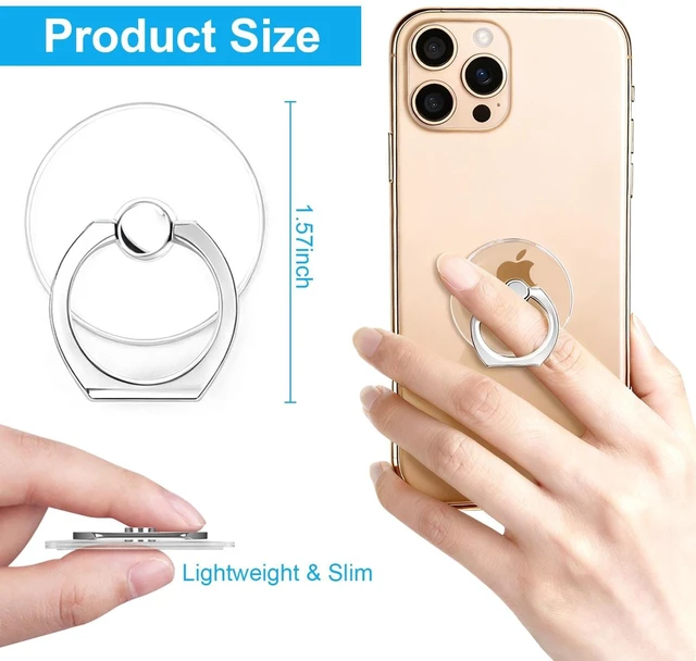 Alt view image 2 of 7 - VOVIGGOL Transparent Phone Ring Holder Stand 2 Pcs, 360° Rotation Cell Phone Ring Holder Mobile Finger Kickstand Hand Phone Grip for iPhone, Clear Phone Ring for Phone Case (Round)