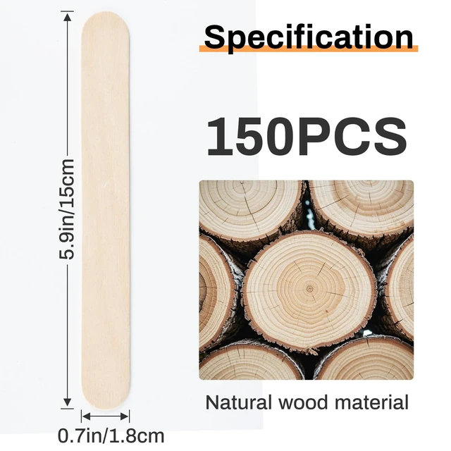 Alt view image 2 of 7 - Wax Sticks for Hair Removal - 150pcs Large Wooden Waxing Spatula,6"