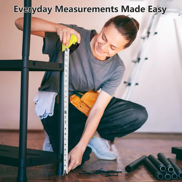 Alt view image 6 of 7 - Tape Measure with Fractions 1/8, Measuring Tape 16 FT, 1 Inch/25mm Wide Blade Measurement Tape, Easy Read, Small, Local Design with Fractional Read, Great for Around the House and Carpenter