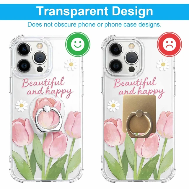 Alt view image 5 of 7 - VOVIGGOL Transparent Phone Ring Holder Stand 2 Pcs, 360° Rotation Cell Phone Ring Holder Mobile Finger Kickstand Hand Phone Grip for iPhone, Clear Phone Ring for Phone Case (Round)