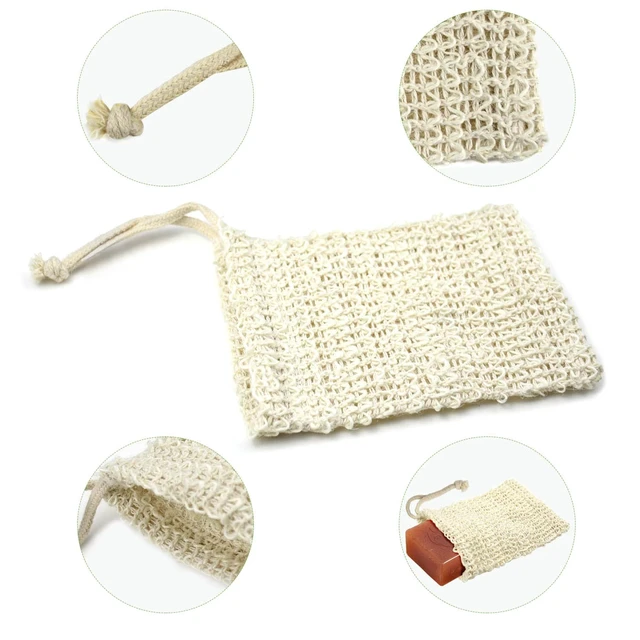 Alt view image 2 of 7 - E-Know Soap Bag, 5 Pack Natural Sisal Soap Saver, Zero Waste Plastic-Free Soap Net, Foaming and Drying The Soap, Massage, Peeling