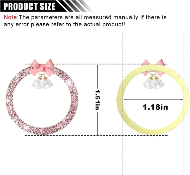 Alt view image 3 of 6 - Bling Diamond Car Engine Start Stop Button Decoration Ring, Crystal Rhinestone Push to Start Button Cover Knob Ring with Cute Bow, Bling Ring Emblem Key Ignition Starter Sticker for Women (Pink)