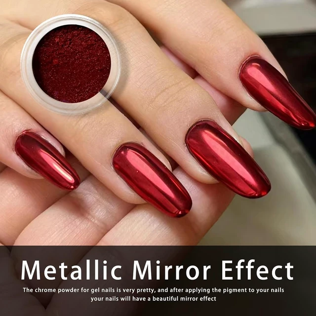 Alt view image 3 of 5 - Metallic Mirror Red Chrome Nail Powder for Christmas DIY Nail Art