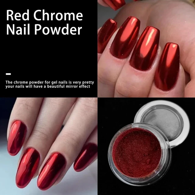 Alt view image 2 of 5 - Metallic Mirror Red Chrome Nail Powder for Christmas DIY Nail Art