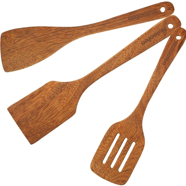Main image of 3Pcs Wooden Spatula Set, Kitchen Utensils, Spatula Set for Nonstick Cookware, Fried Spatula Cooking Utensils Kitchen Gadgets,Long Handle Spatulas for Cooking, Frying, Baking,Kitchen Gift