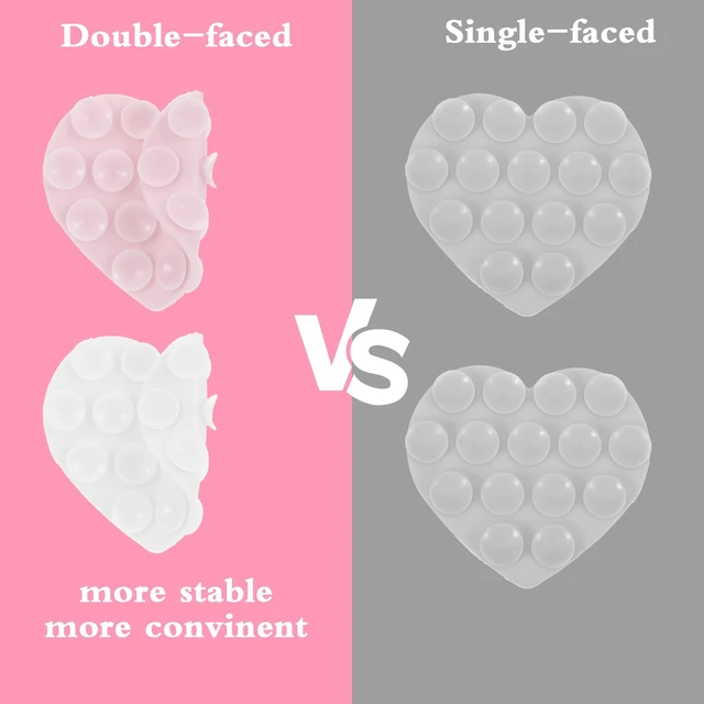 Alt view image 5 of 7 - Nogeqi 2PCS Heart Suction Phone Grip Silicone Suction Phone Case Heart Suction Cup Phone Grip Double Sided Suction Cup Phone Case for Mobile Devices Mirrors Glass and More(Pink, Clear)