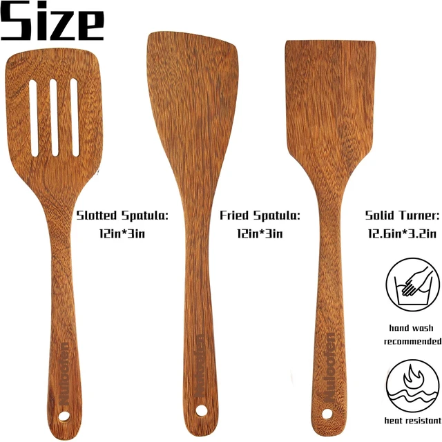 Alt view image 6 of 7 - 3Pcs Wooden Spatula Set, Kitchen Utensils, Spatula Set for Nonstick Cookware, Fried Spatula Cooking Utensils Kitchen Gadgets,Long Handle Spatulas for Cooking, Frying, Baking,Kitchen Gift