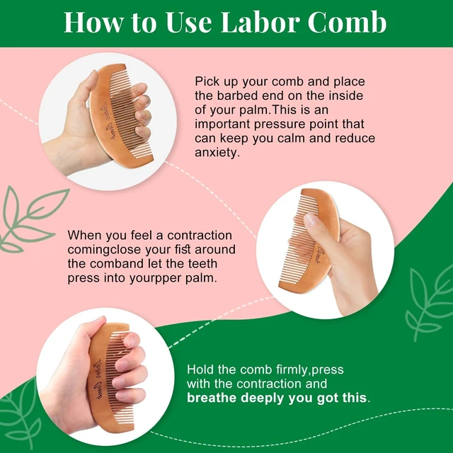 Alt view image 4 of 7 - 2Pcs Birthing Comb for Women Labor,Wooden Birth Labor Comb for Labor and Delivery Essentials,Natural Wood Combs for Labor Pain Relief,Labor Combs for Pregnant Women Pregnancy Contraction Moms