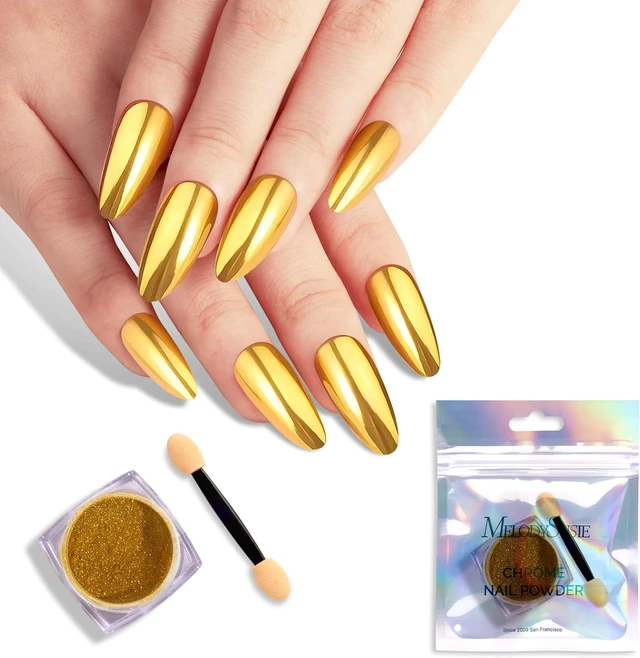 Main image of MelodySusie Gold Chrome Nail Powder for Gel Nails