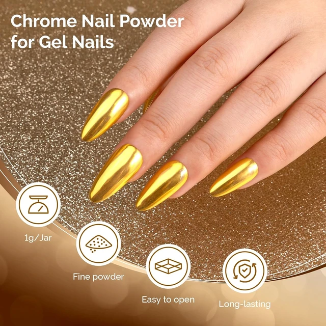 Alt view image 4 of 7 - MelodySusie Gold Chrome Nail Powder for Gel Nails