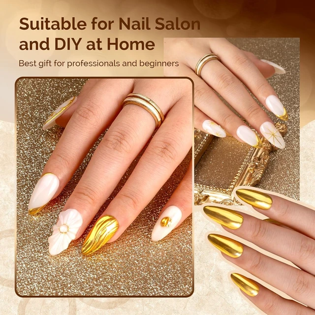 Alt view image 6 of 7 - MelodySusie Gold Chrome Nail Powder for Gel Nails