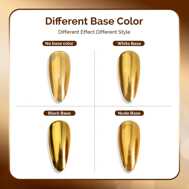 Alt view image 5 of 7 - MelodySusie Gold Chrome Nail Powder for Gel Nails