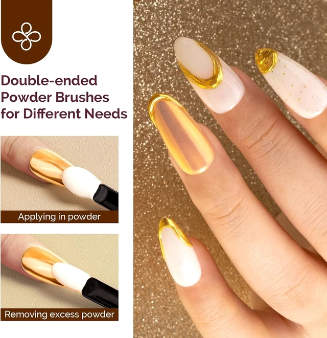 Alt view image 3 of 7 - MelodySusie Gold Chrome Nail Powder for Gel Nails