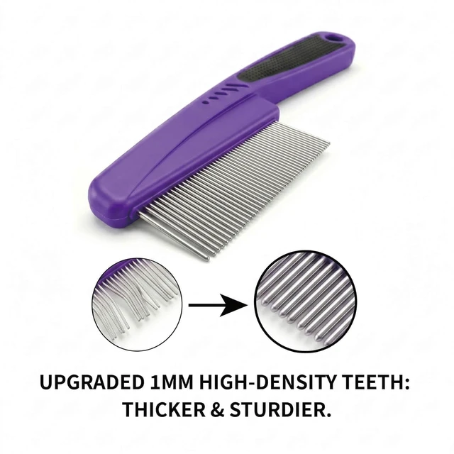 Alt view image 3 of 6 - Yumflan Fine Tooth Stainless Steel Flea Comb for Dogs & Cats