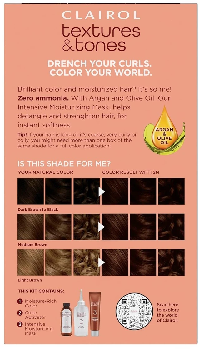 Alt view image 5 of 7 - Clairol Textures & Tones Permanent Hair Dye, 2N Mocha Brown | Pack of 1